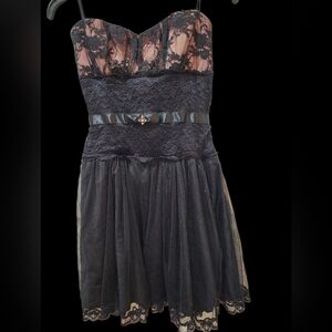 Baby Witch Goth Black Lace Strapless Dress